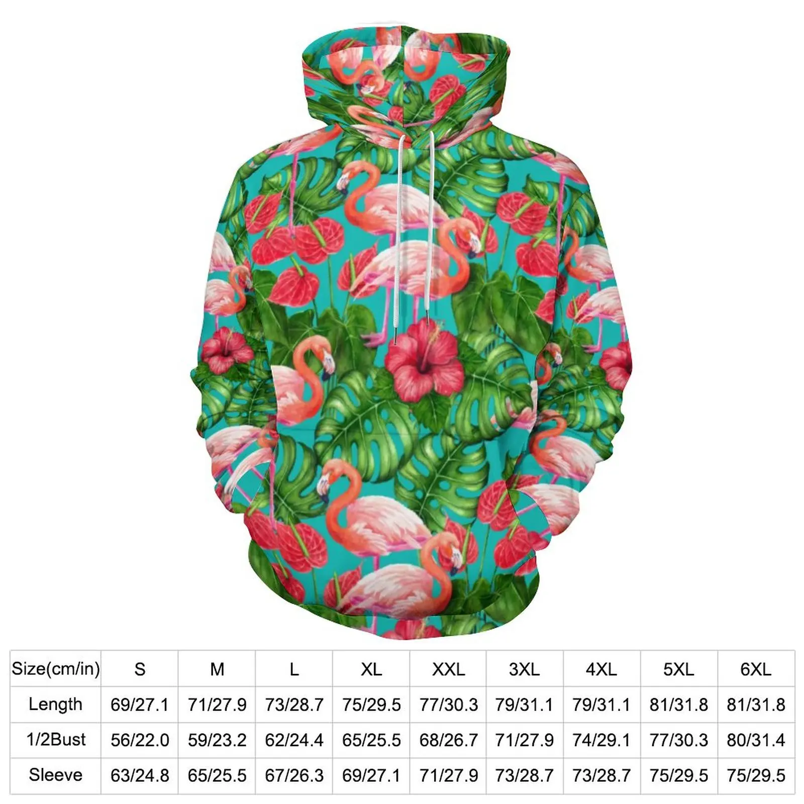 Flamingo Birds Hoodies Tropical Garden Streetwear Casual Hoodie Long Sleeve Elegant Printed Hooded Sweatshirts Birthday Present