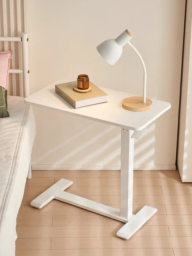 Movable bedside table with wheels, standing upright office bedroom, lazy person, pneumatic lifting small table, laptop desk