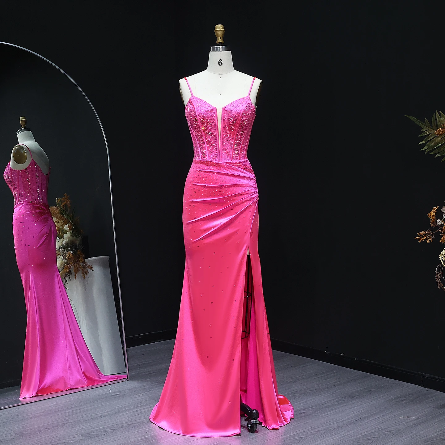 

Sharon Said Classic Hot Pink Mermaid Prom Dress with Crystal Sweetheart Long Evening Party Gowns for Women SH522 Customized