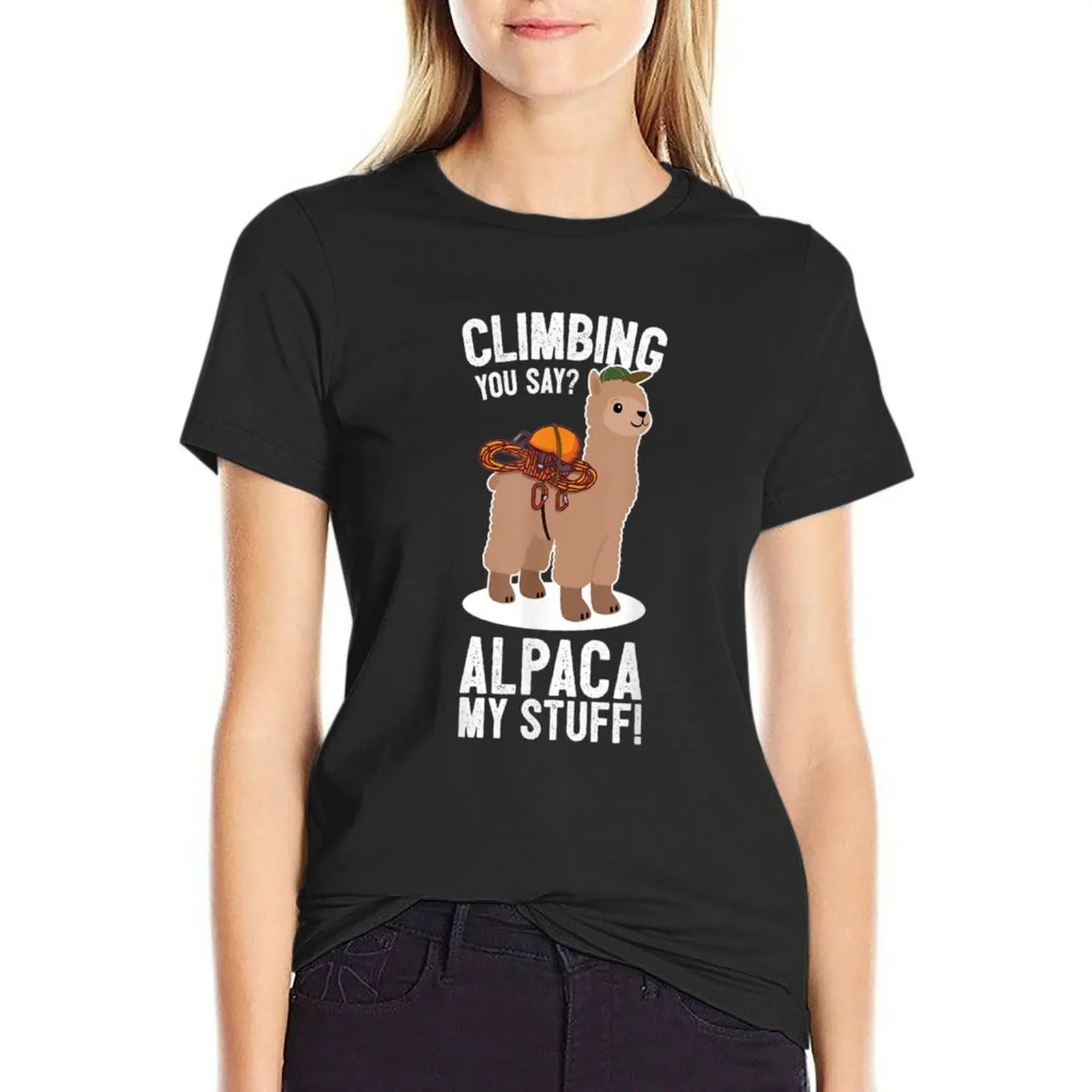 

Rock Climber Mountain Bouldering I Alpaca Climbing Gear T-Shirt Short sleeve tee anime clothes summer top t shirts for Women