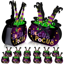 12PCS/Set, Halloween Witches Legs Pot Party Favor Gift Box, Hocus Witch Pocus Broth Cauldron Soup Bowl Candy Boxes Goodie Bags