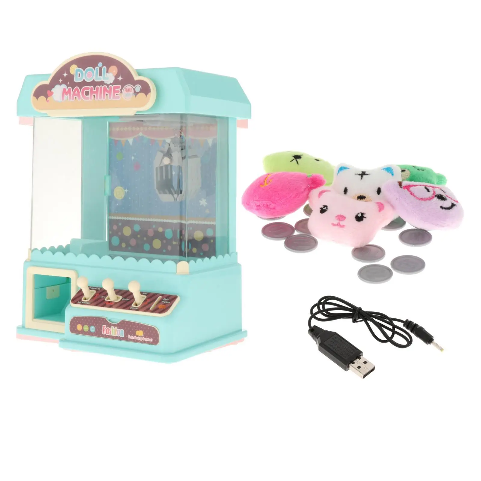 Rechargeable Electronic Claw Game and 10 Capsules Play House Dollhouse Gifts