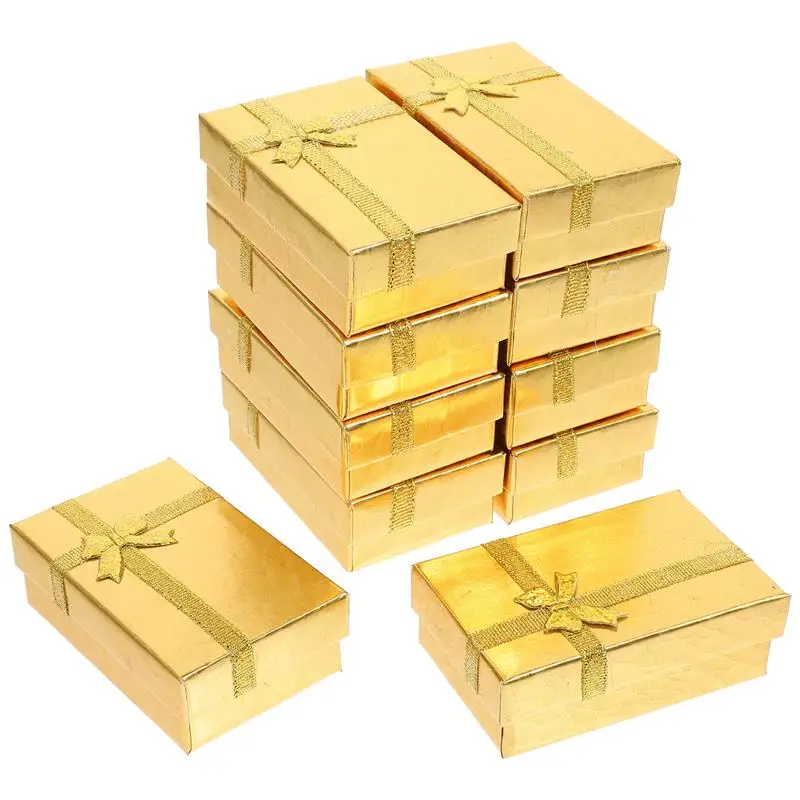 24Pcs Jewelry Ring Box Paper Pendant Jewelry Package Box Silk Ribbon Ring Earring Necklace Jewelry Organizer Holder Box 8X5cm