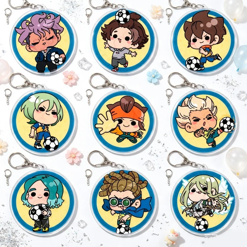 Inazuma Eleven 6cm Anime circle Acrylic Keychain Bag pendant Cartoon Isagi Yoichi Chigiri Hyoma car,bag Keyrings Gifts Friends