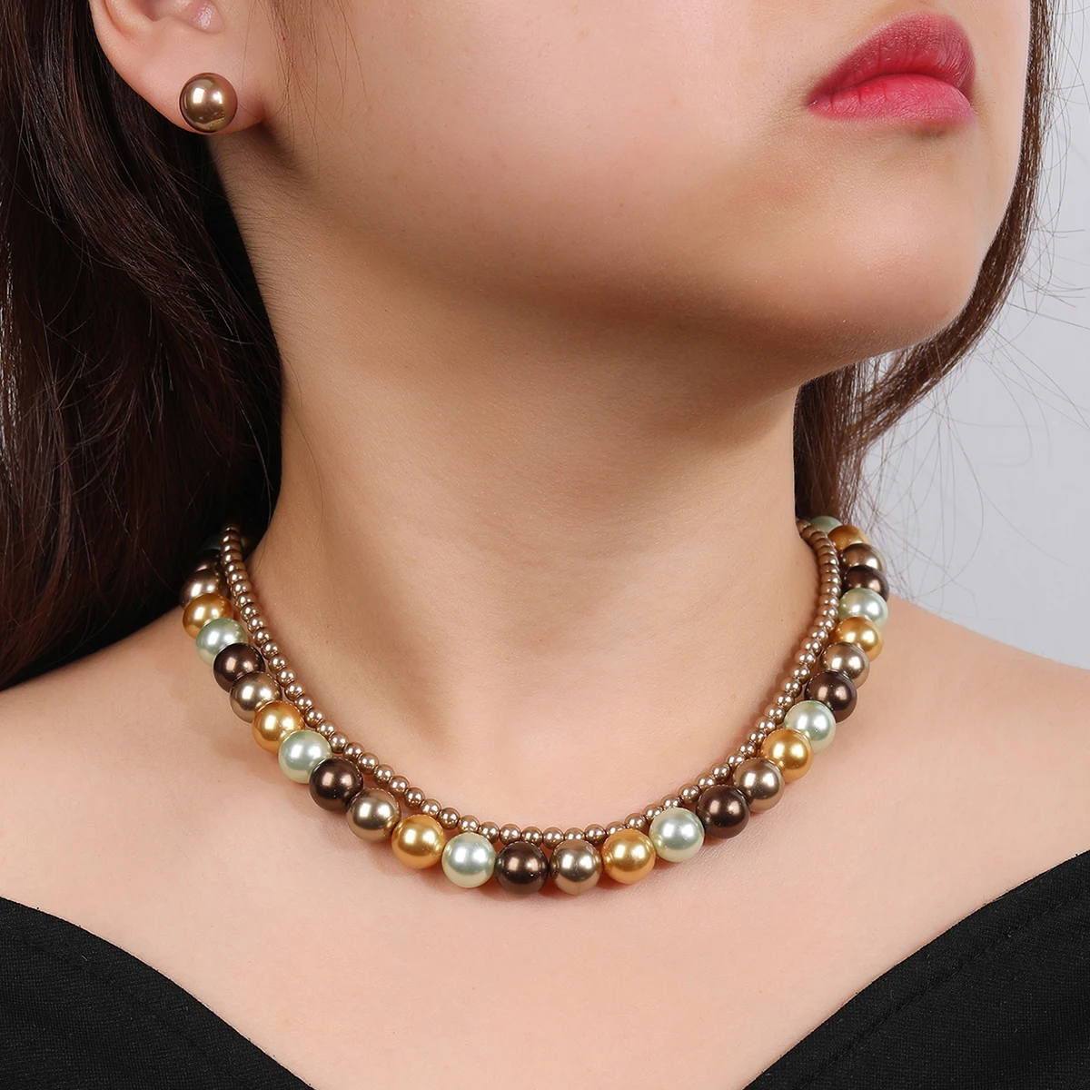 

Vintage Style Red ,Colors Shell-Pearl Earrings Necklace Set Women Party Jewelry Costume Accessories CN11427