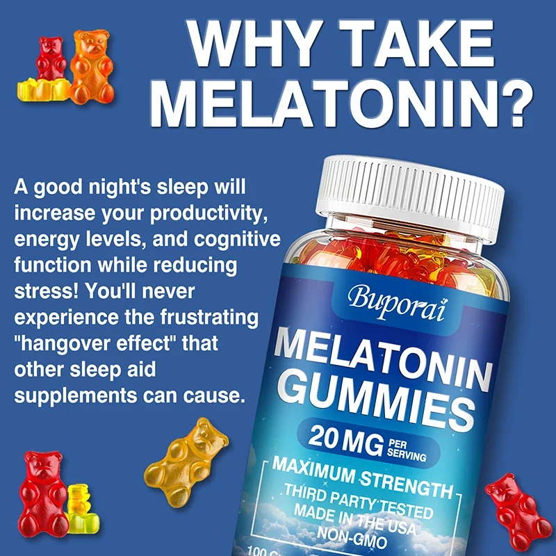 Melatonin Gummies 20mg - Relax Mood, Relieve Anxiety and Stress, Promote Deep Sleep