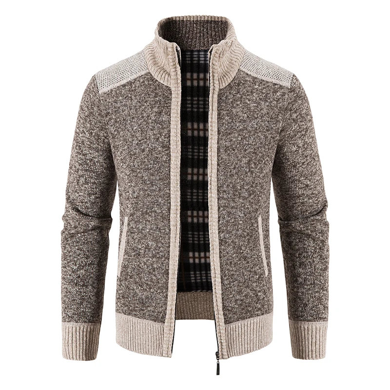

High-quality autumn and winter men's fashionable, cool and casual stand-up collar sweater jacket, versatile fleece jacket