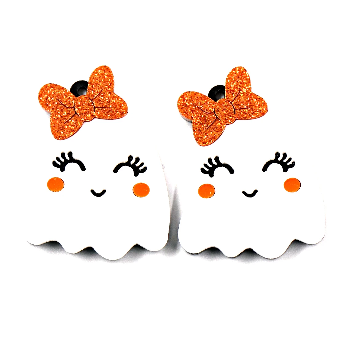 1.5IN Halloween Ghost For Earrings Orange Bow Cute Ghost Acrylic Jewelry Accessories