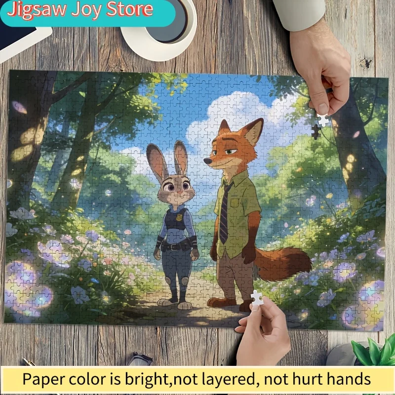 Puzzle de 1000 pièces Disney Zootopia Judy Hopps et Nick Wilde, divertissement familial, casse-tête pour adultes, jeu de puzzle, idéal