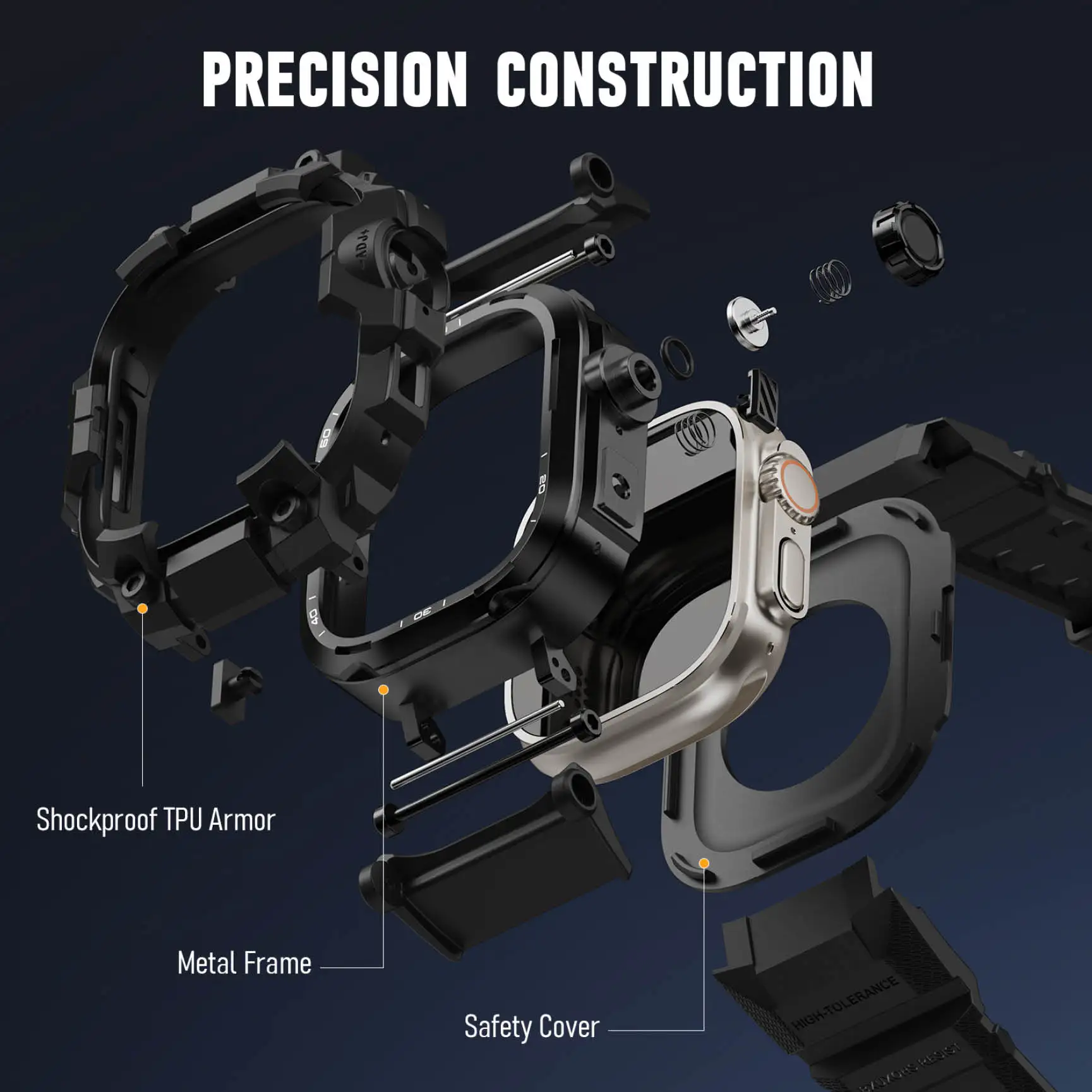 Custodia in metallo + cinturino tattico per cinturini Apple Watch Ultra 3 2 49mm 44mm 45mm 46mm Cover braccialetto correa iwatch 11 10 9 8 7 6 5 SE 3