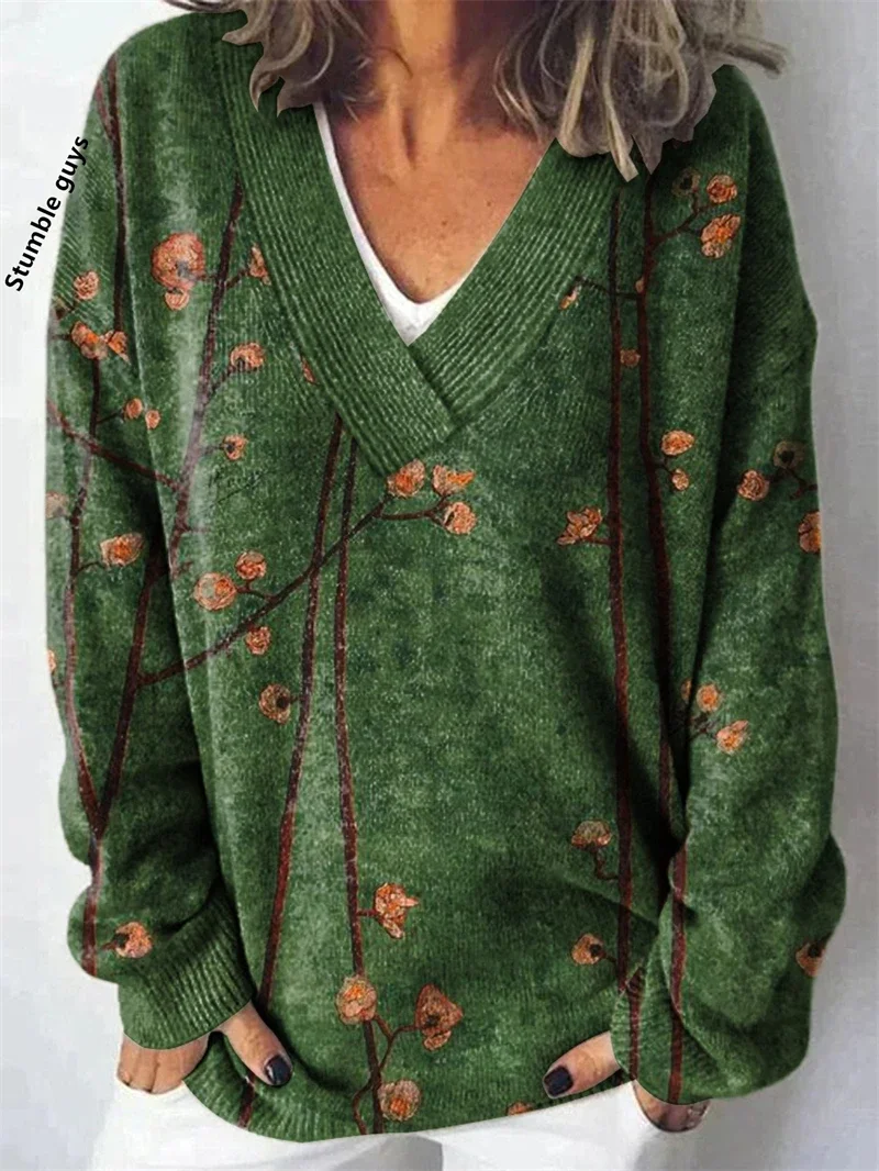 

Осенне-зимний свитер, женский рождественский принт, модный повседневный мягкий свитер со снеговиком, оленем, собакой Y2K, европейско-американский вязаный топ ​