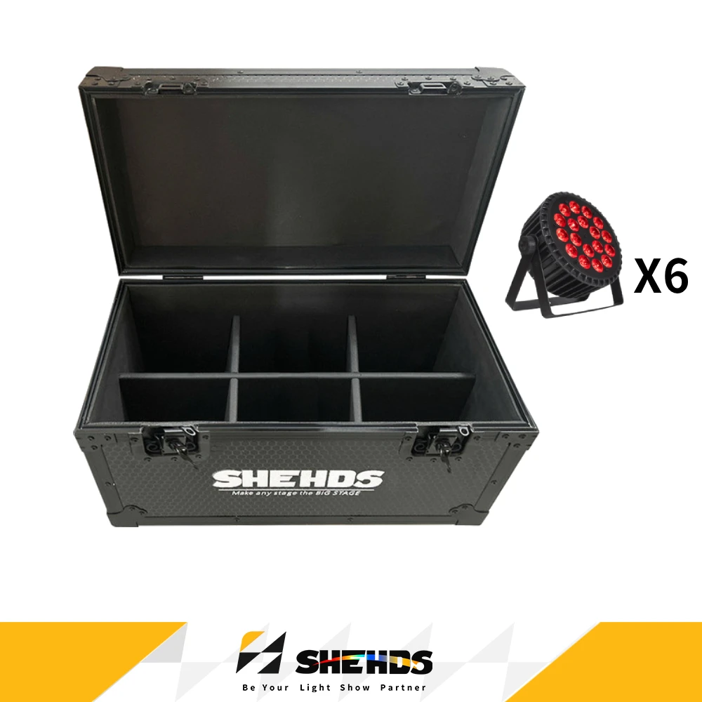 

SHEHDS Fight Case LED Flat Par из алюминиевого сплава 18x12 Вт/18x18 Вт RGBWA Light UV Wireless DMX 512 для DJ Disco Nightclub Theater