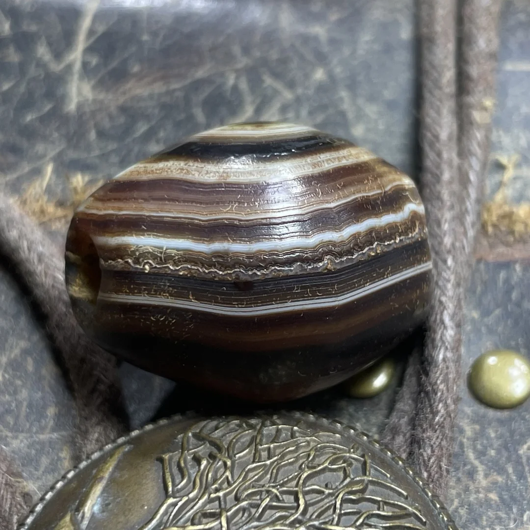 Vintage Tibetan Dzi Beads Old Agate A big Buddha's eye Totem Amulet Pendant  20x27mm