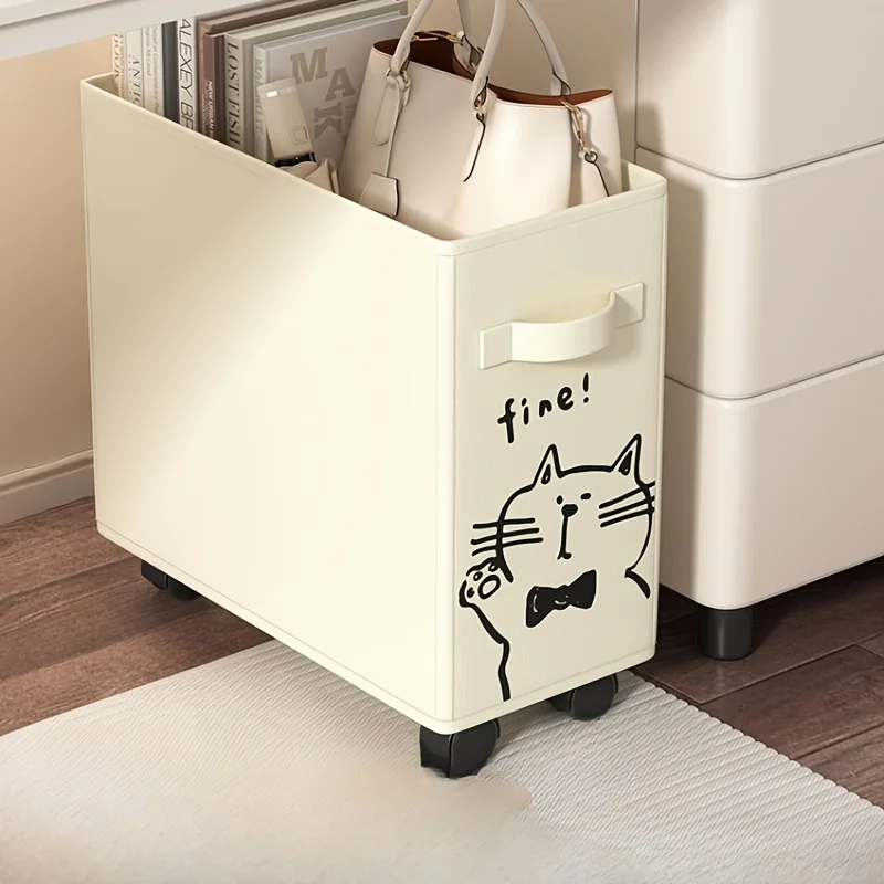 1pc Cute Animal Design Mobile Storage Cart with Wheels Detachable Under Desk Organizer for Office Supplies Crystal