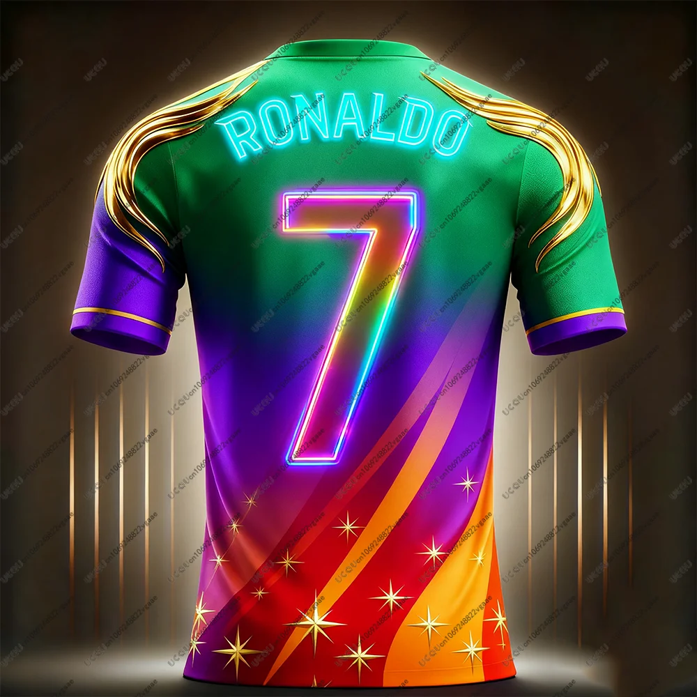 كرة القدم جيرسي المحملة الرجال هدية كرة القدم في الهواء الطلق البرتغال تنفس رياضية عادية الذكور الصبي تي شيرت التجفيف السريع الأعلى رونالدو 7 #1