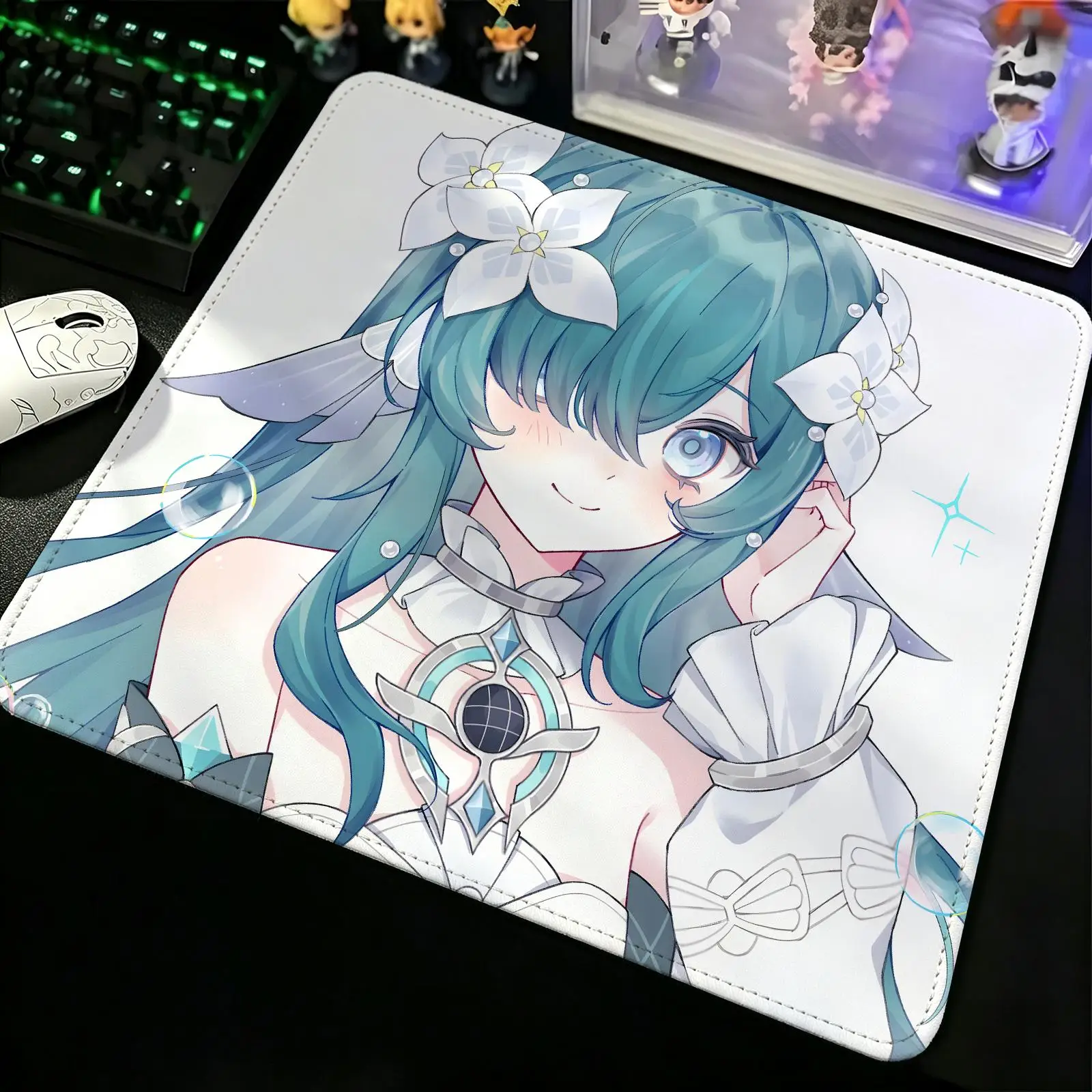 Compact Gaming Mat Reinforced Stitched Border, S/M/L Portable Laptop Desk Pad Office & E‑sports Genshin Impact Vodyanitsa