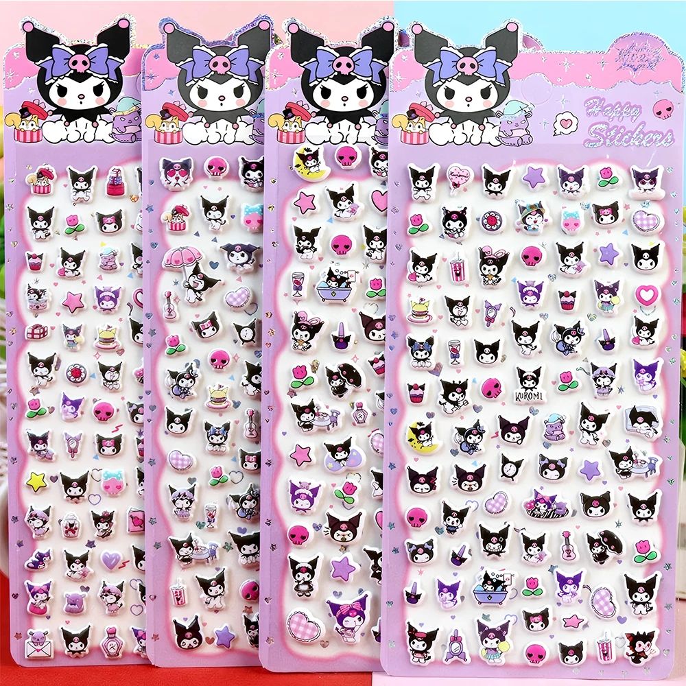 

4pcs Kawaii Kuromi Cartoon Bubble Stickers Sanrio Anime Puffy Decals Toy DIY Hand Account Phone Luggage Cute Decoration Sticker