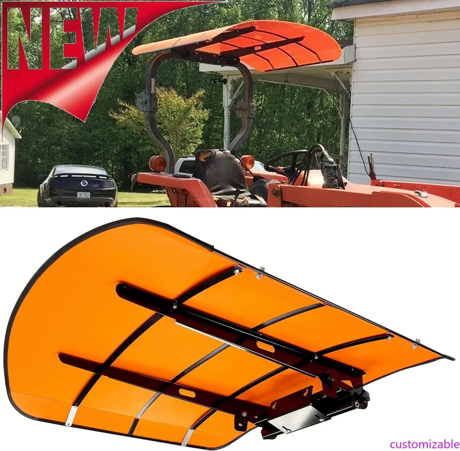 

Настраиваемый оранжевый тент для трактора, совместимый со всеми тракторами и косилками, оснащенными системой ROPS 48-3/8" X 48-3/8"