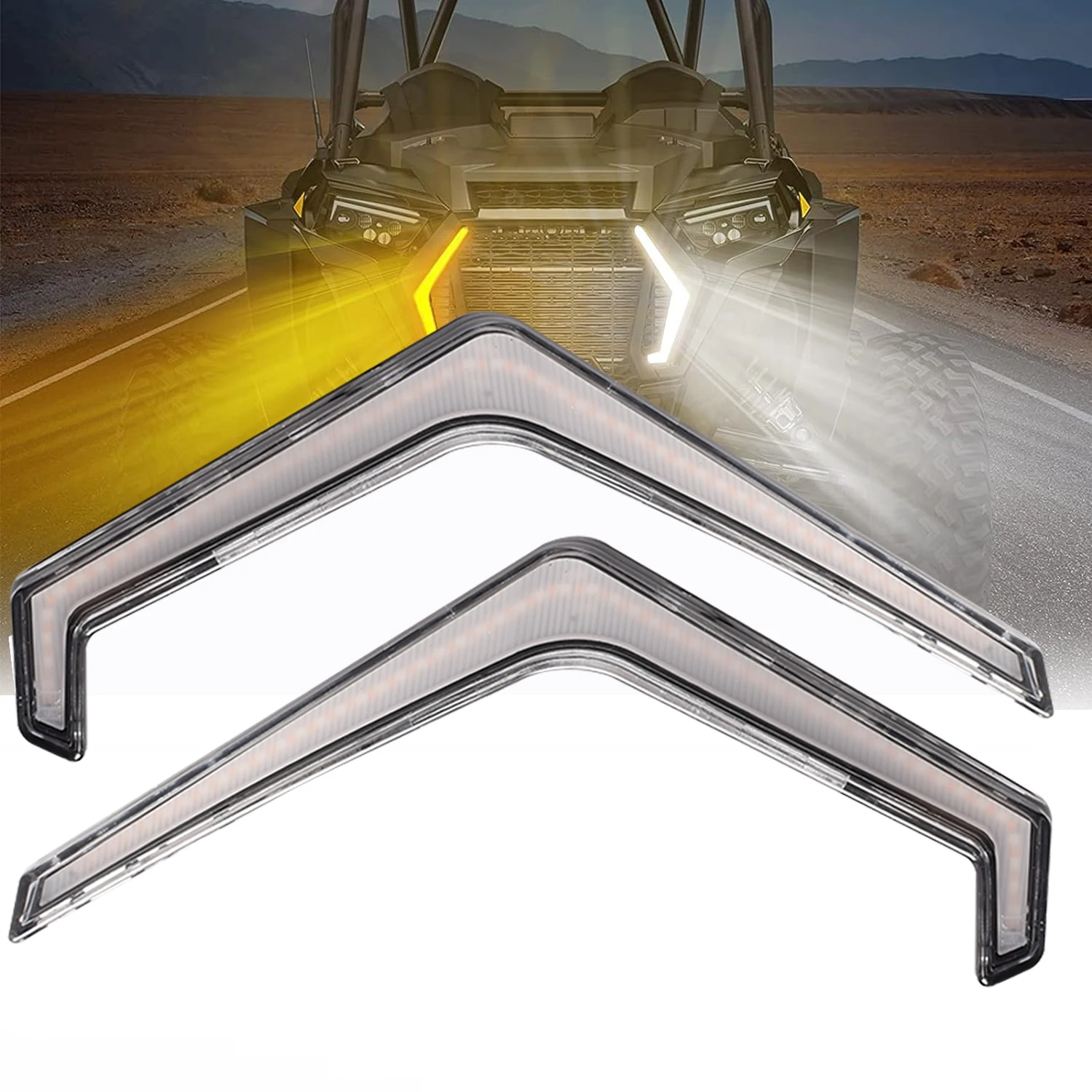 RZR LED Front Fang Light White for DRL Amber for Turn Signal Light Street Legal Light For 19-21 POLARIS RZR XP1000 TURBO