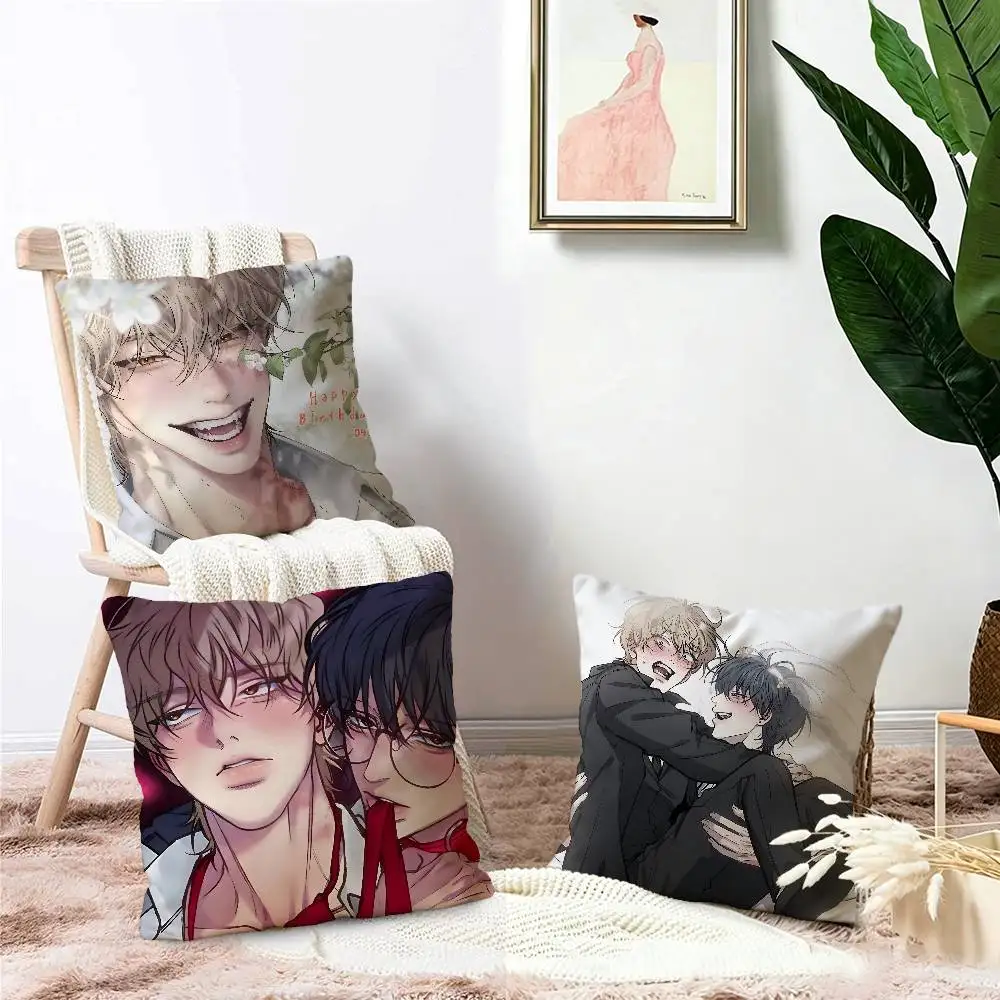 Negative Love cartoon bl Decorative Room Aesthetics Pillow Case Home Decor Bedroom Sofa Bed Couch Pillow Cover 45x45