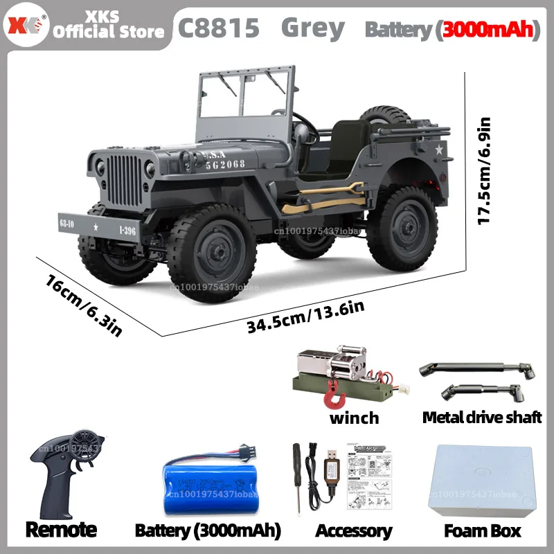 XKS JJRC C8815 1:10 Willys 1941MB schaal RC auto 2.4G 4WD afstandsbediening militair terreinwagen voor kinderen en volwassenen