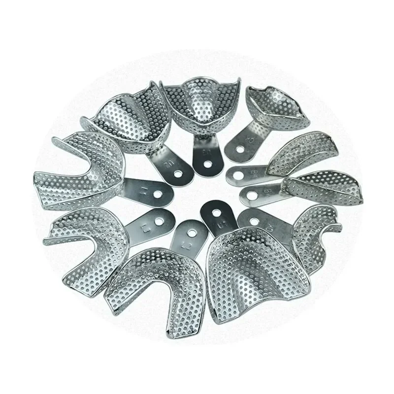 6Pcs Dental Implant Tray Full Mouth Partial Mold Tray Removable Resistant To High Temperature Disinfection