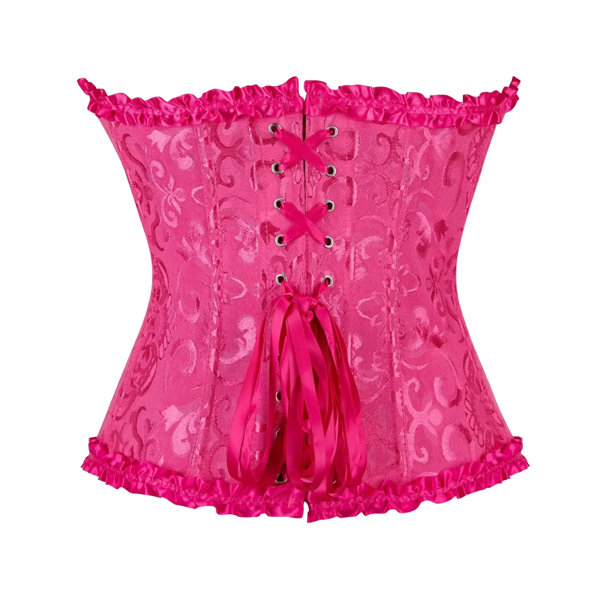 Frauen Korsett Top Jacquard Overbust Bustier Viktorianischen Sexy Lace up Floral Dessous Korset Vintage Gothic Basken Kostüm – Detail 15