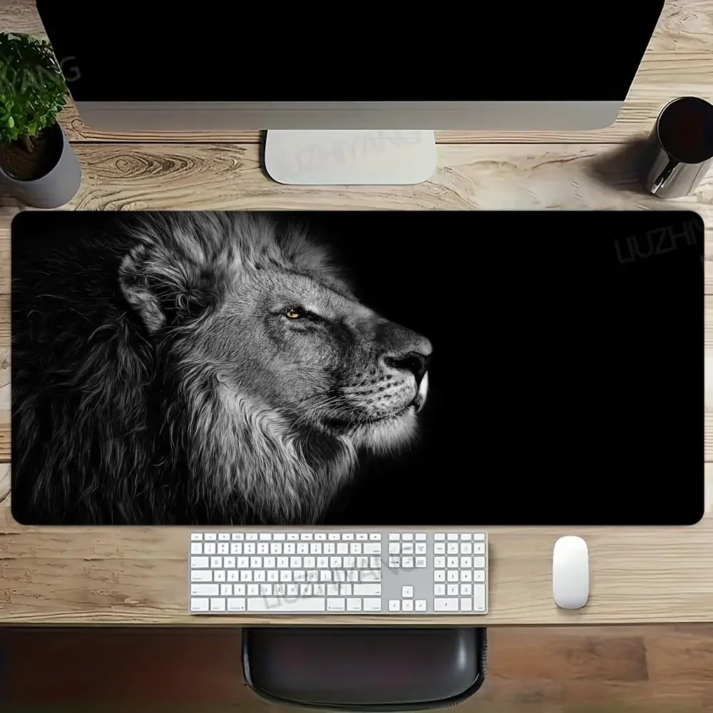 Компьютерный коврик с изображением льва, коврик для мыши в стиле аниме, геймерский стол, офисный ковер, несколько размеров, большой настольный аксессуар, черная клавиатура, настольная панель