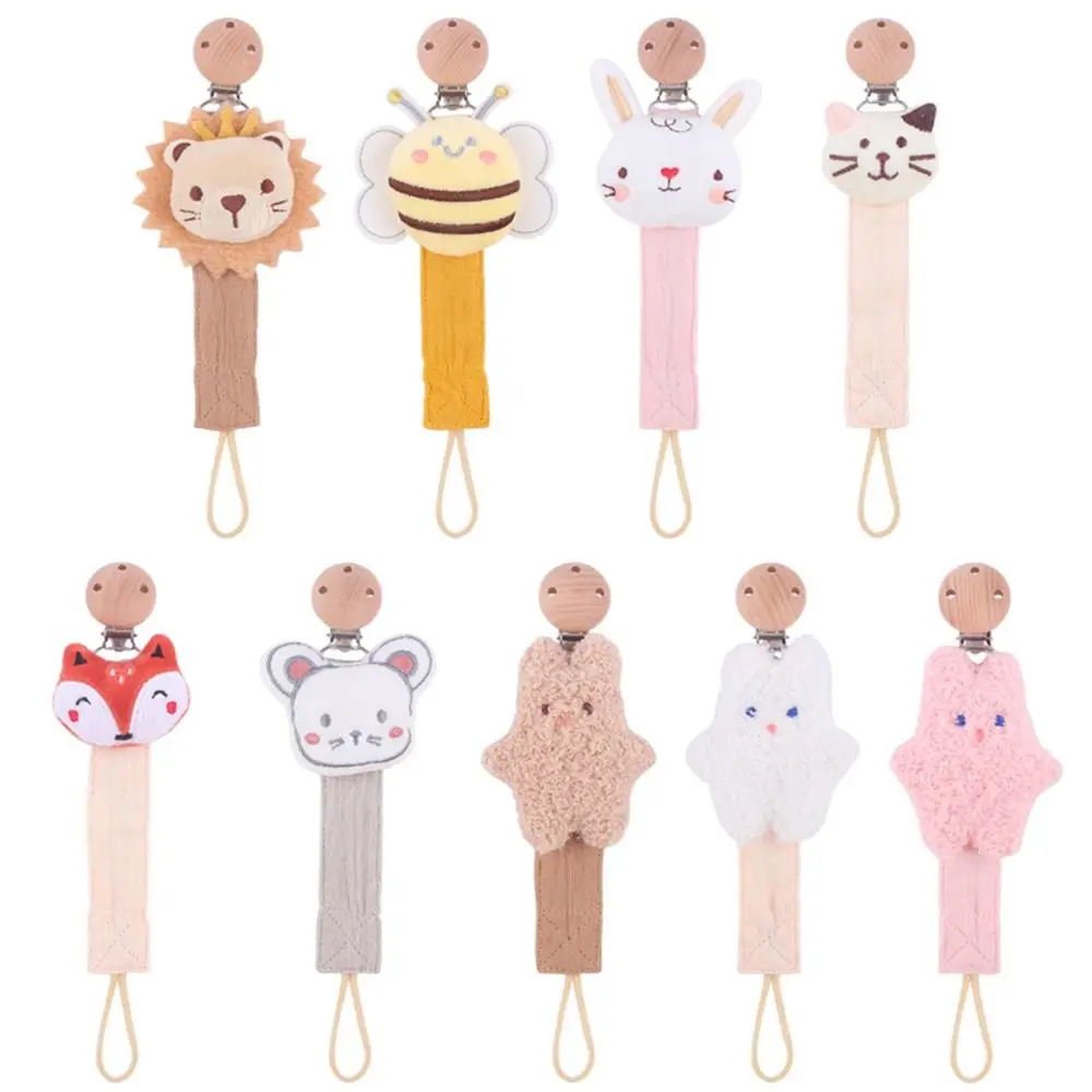 Animal Cartoon Baby Pacifier Chain Adjustable Linen Cotton Soother Holder Dummy Clips Teether Toys Straps Nipple Holder Clips