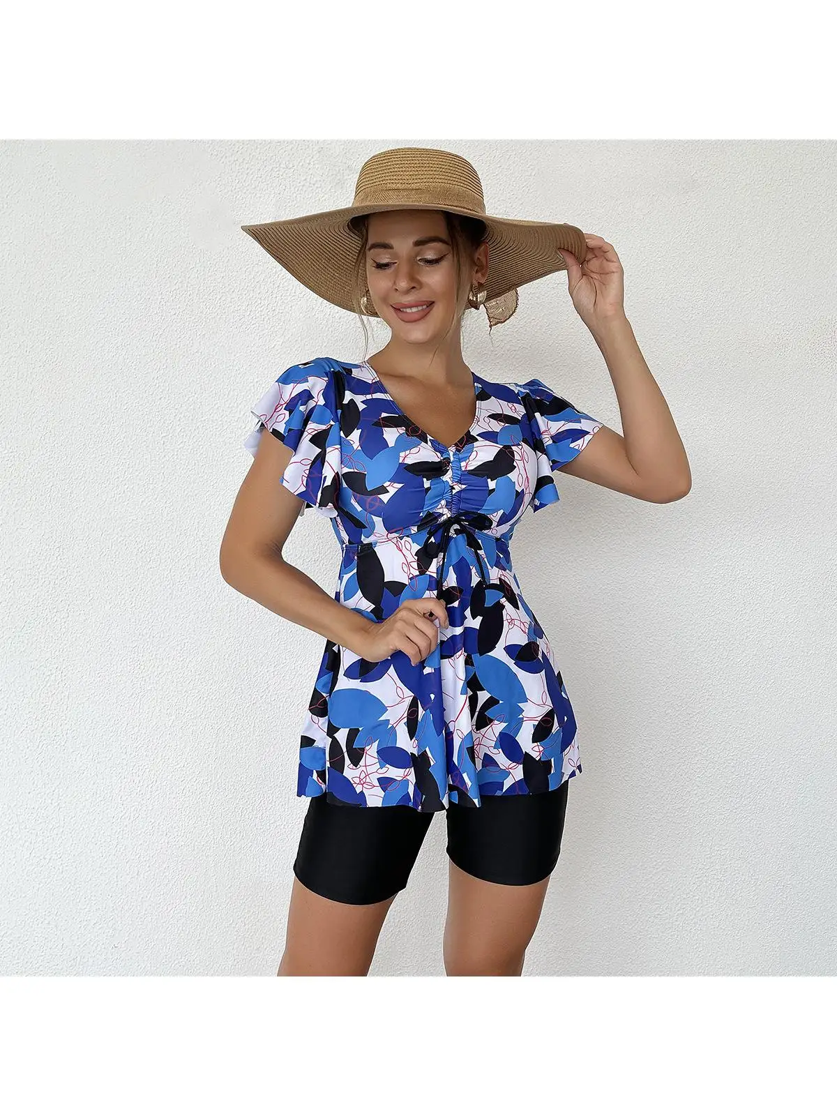 جديد المرأة Tankini ملابس السباحة الأزهار طباعة بيكيني التستر بوت الرياضة Fitn ملابس السباحة مادة البوليستر #4