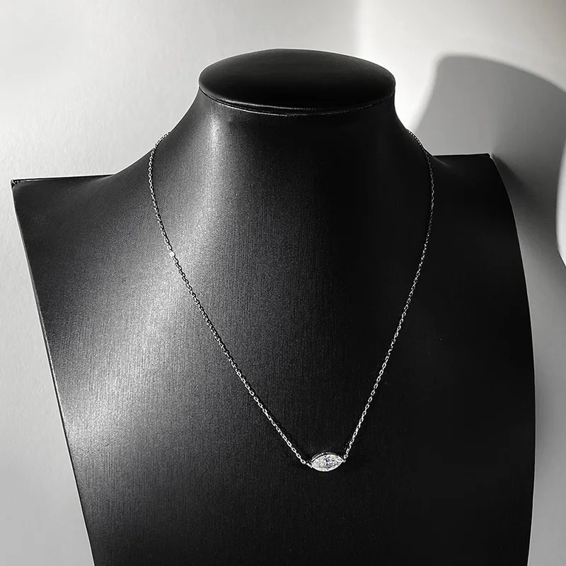Smyoue Marquise Cut 1-3CT Zircon or Moissanite Necklace for Women Gemstone Lab Diamond Pendant 925 Sterling Silver Plated 14K