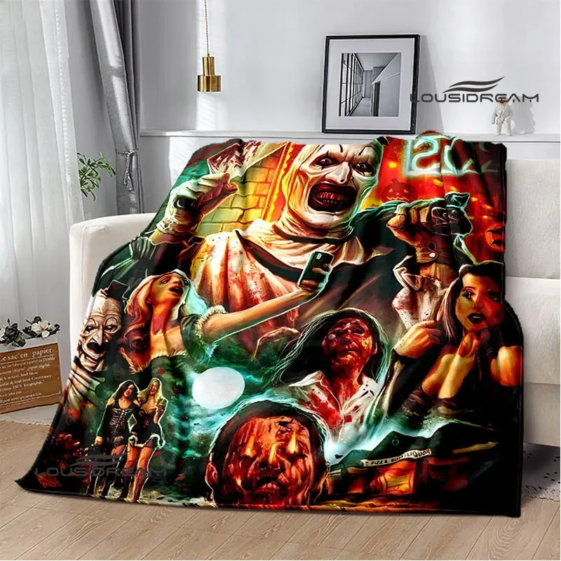 Terrifier horror movie printing Blanket Children Warm Blanket Flannel Soft and Comfortable Blanket picnic blanket birthday gift