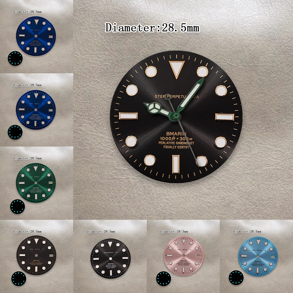 28.5mm S Logo New SUB Gradient NH35 Dial Fit NH36/4R/7S Movement Ice Blue Luminou High Quality Watch Modification Accessories﻿