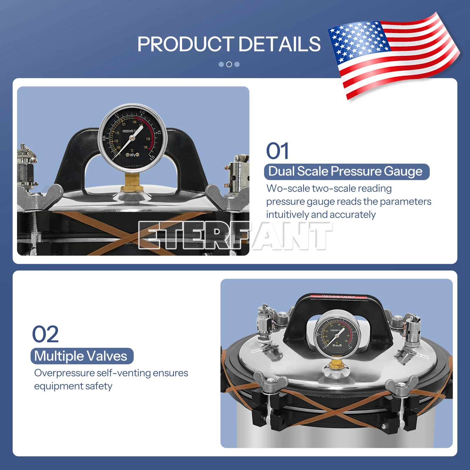 ETERFANT YX-24LM Portable Coal and Electricity Heated Autoclave Pressure Steam Sterilizer