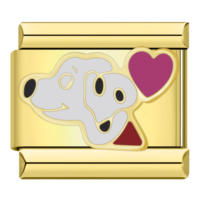Hapiship Family Fashions Animals Dog Cat Panda Heart Love Charm Links Fit 9mm Bracelet Stainless Steel Making DIY Jewelry NEW046