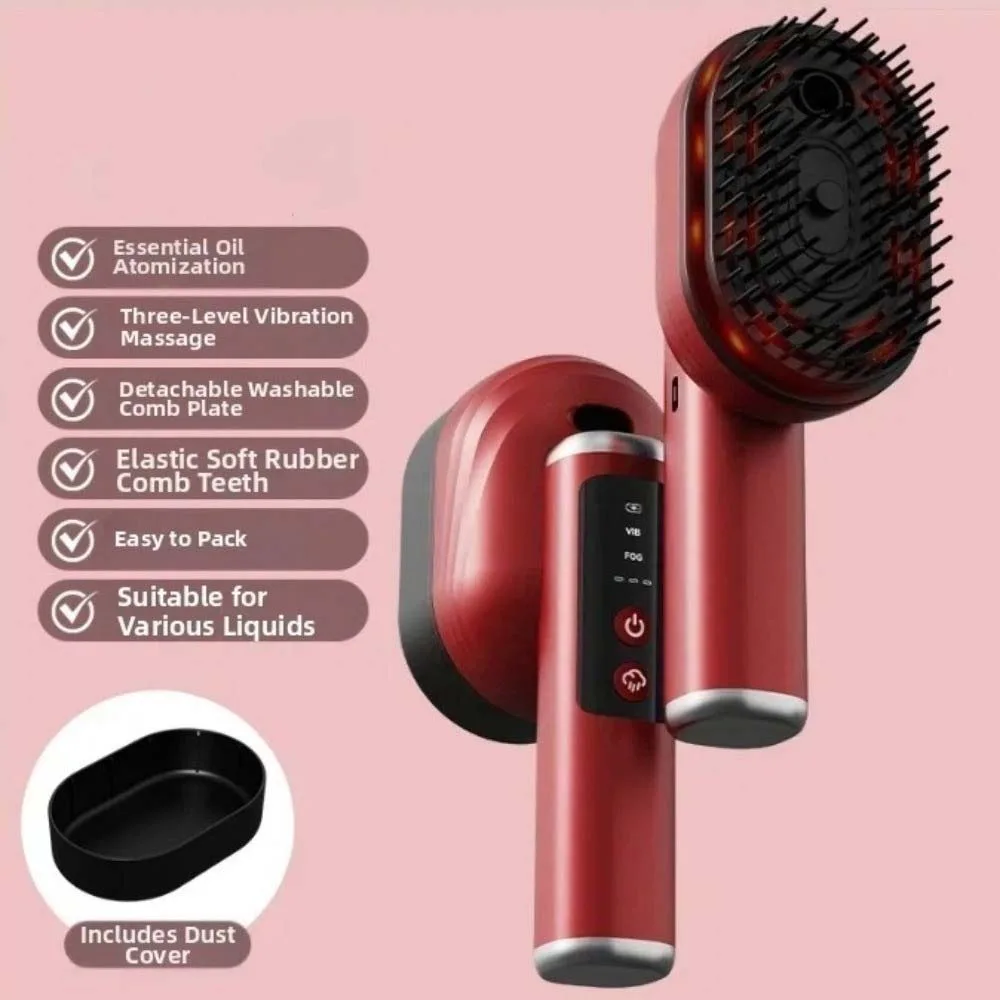 Multi-Function Red Light Spray Massage Comb Anti-Frizz Large Tank Portable Electric Spray Hair Brush Scalp Nourish One-Key Clean