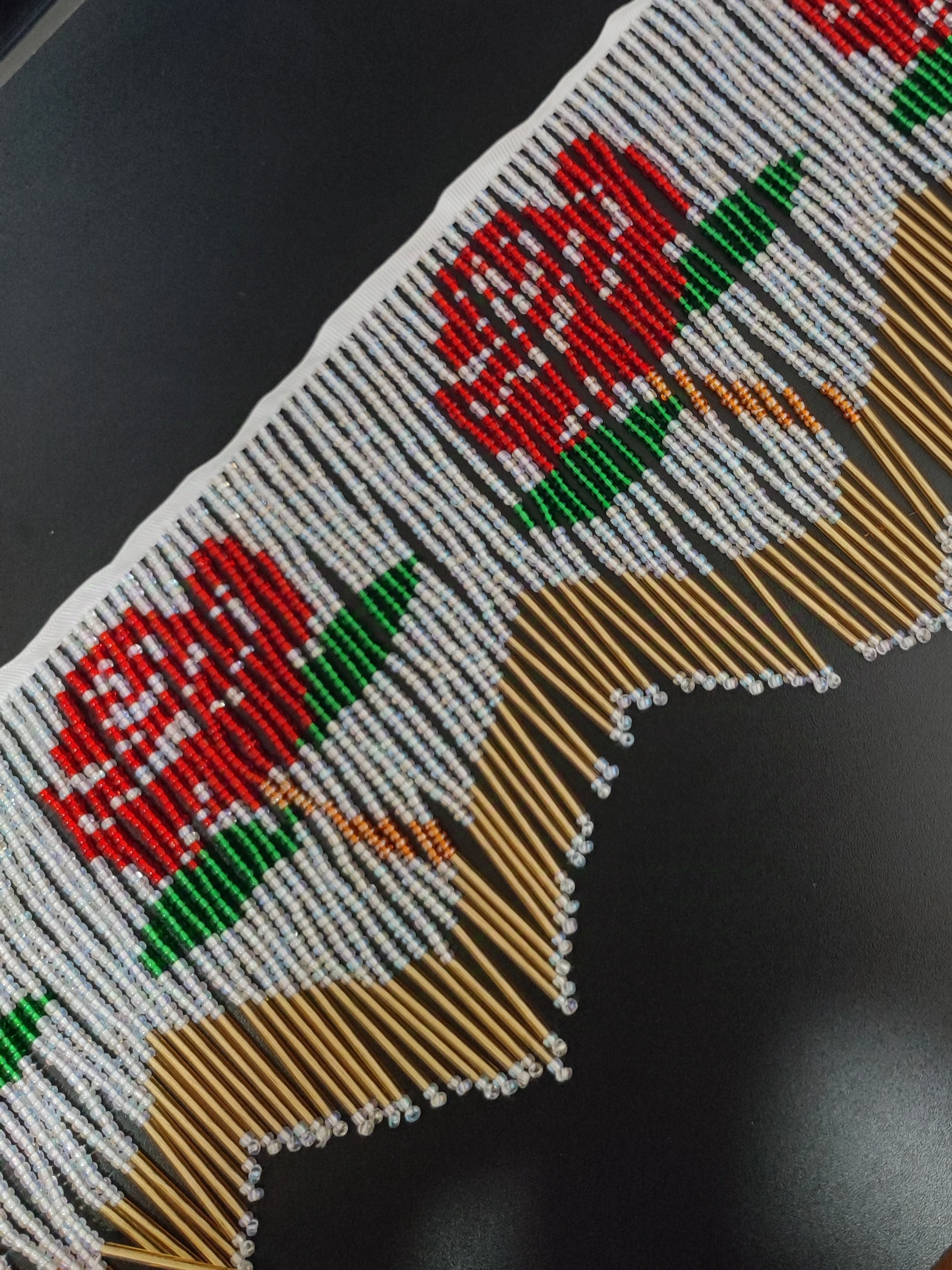 15cm Wide Rose Pattern Beaded Fringe, Black Red Rose, White Red Rose, Lampshade Curtain Table Runner Bead Fringe