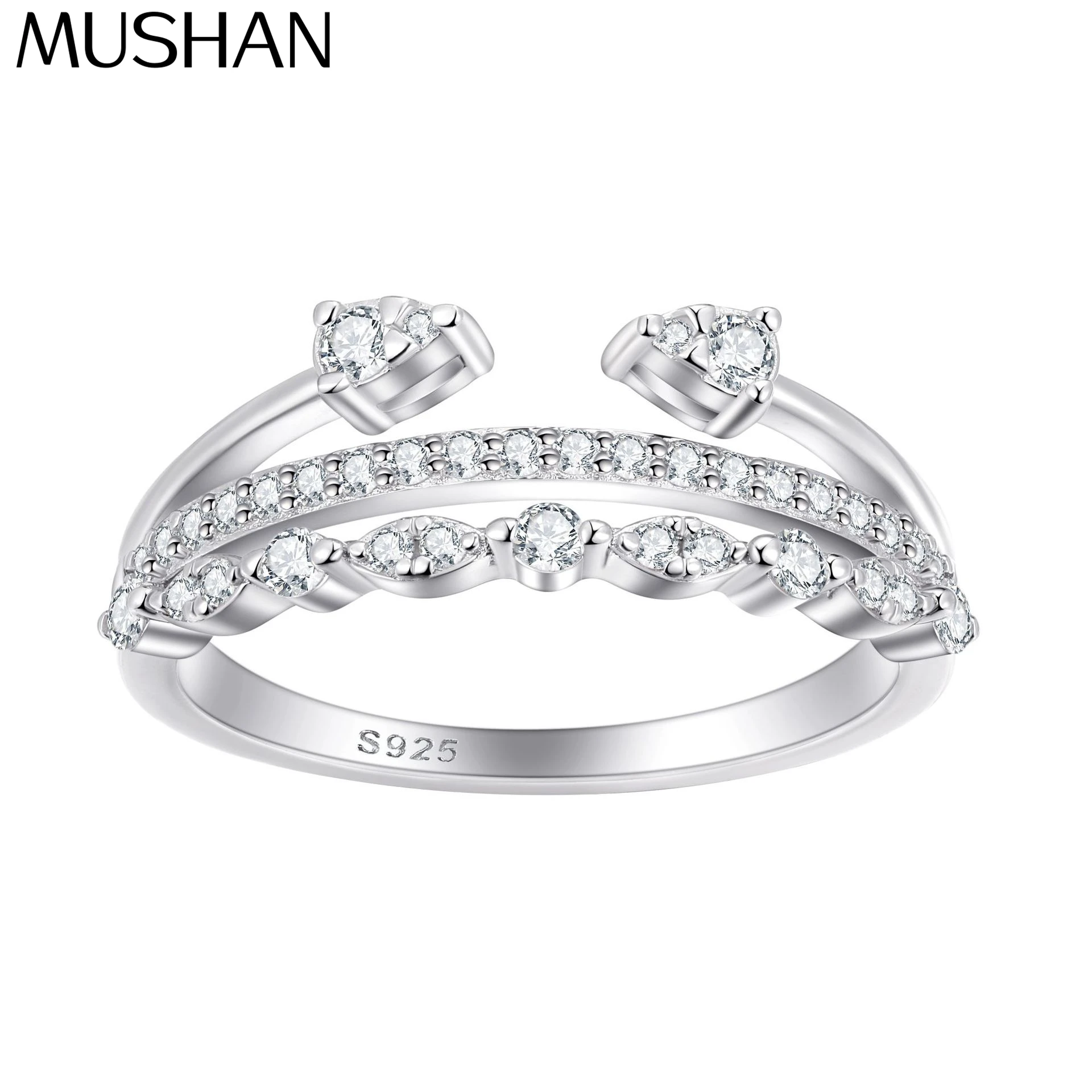 

MuShan Jewelry 925 Sterling Silver Ring Wedding Band High Carbon Diamond Bridesmaid Gift Vintage Style Women Rings Fine Jewelry