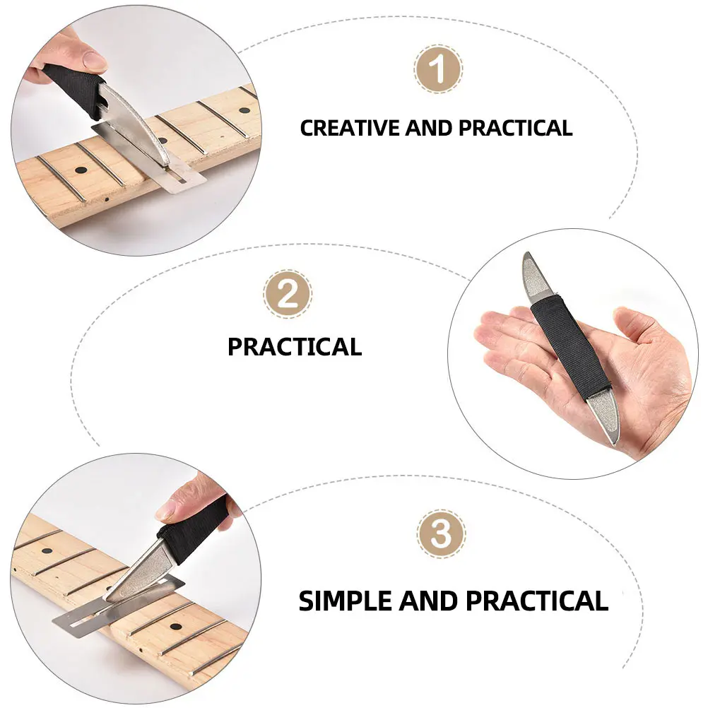 

Guitar Polishing File Kit Fret Grinding Metal Accessories Durable Long Life Bass Nut File Luthier Tool Fret Wire Tool Practical