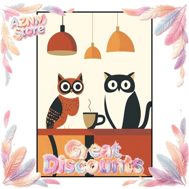 Funny Animals Reading Driving Poster Cute Squirrel Koala Dog Cat Drinking Coffee Canvas Painting Wall Art for Room Home 2026