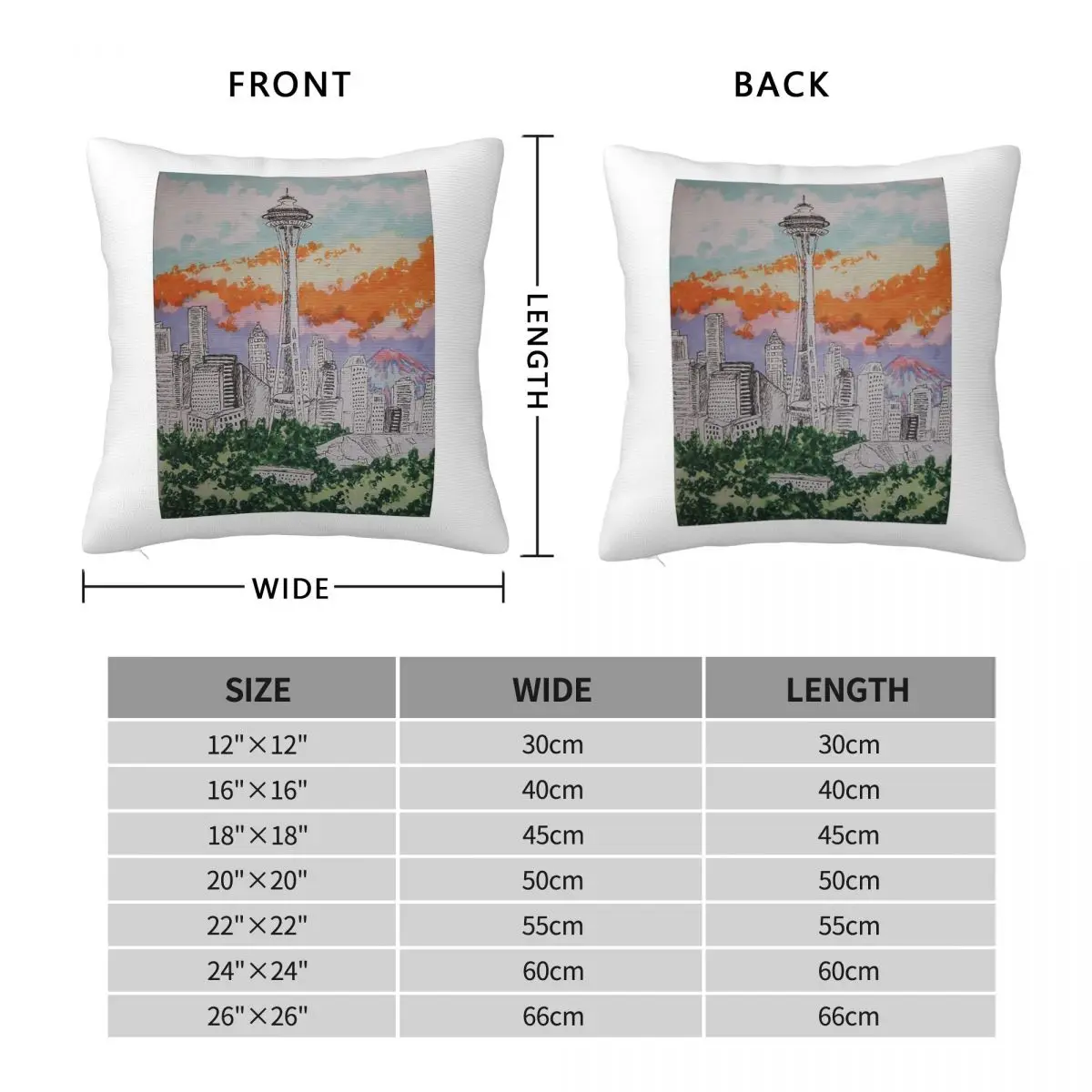 Seattle Space Needle Square Pillowcase Polyester Linen Velvet Printed Zip Decor Throw Pillow Case Home Cushion Cover Wholesale