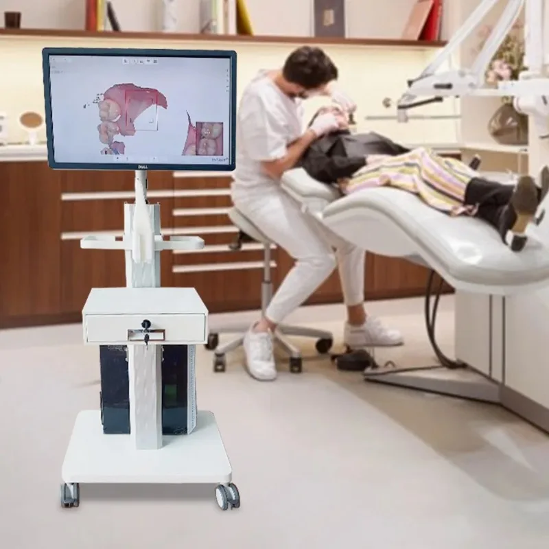 Алюминий + АБС-пластик, больничная тележка для полости рта с держателем сканера, офисная мобильная тележка для клиники