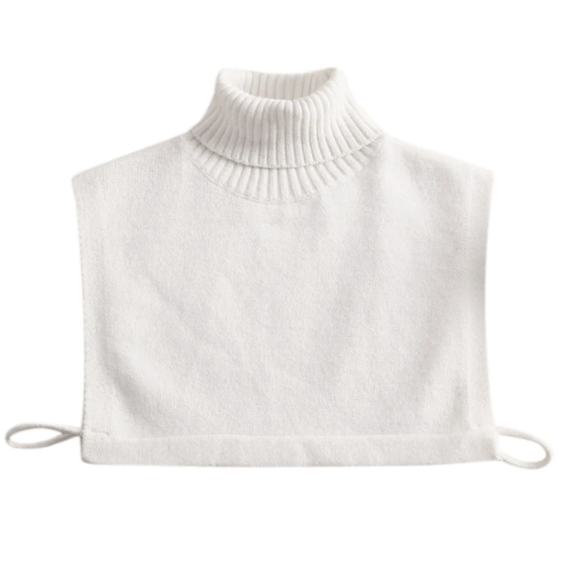 Women Winter Turtleneck False Fake Collar Sweater Solid Color Knitted White Detachable Half Top Dickey Decorative Dropship