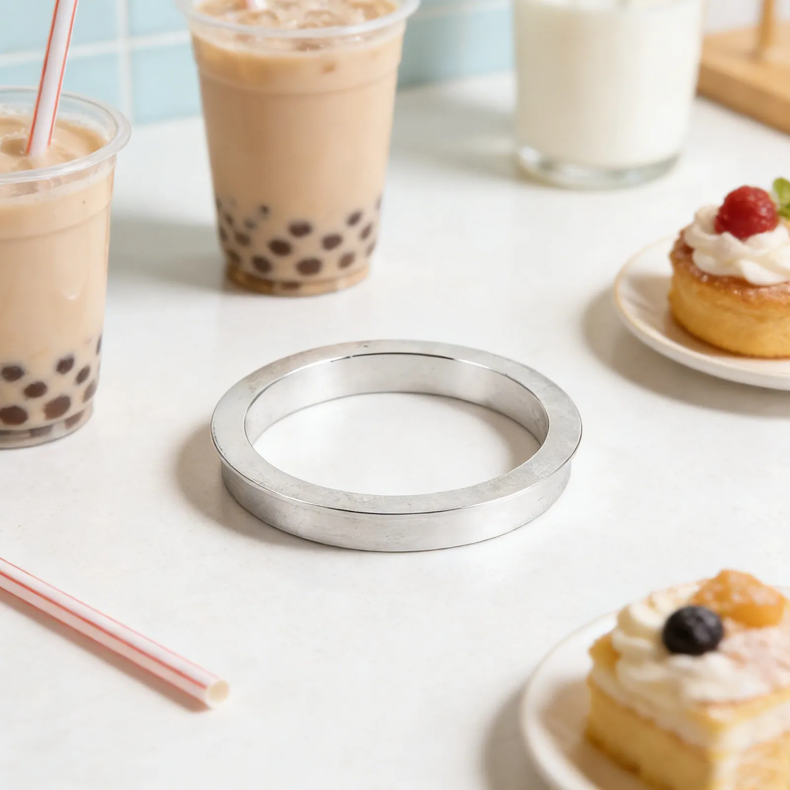 80 Mm Aluminum Cup Sealer Ring for Manual Milk Tea Sealing Machine Compatible with Paper Plastic Cups High Edge Universal view 3