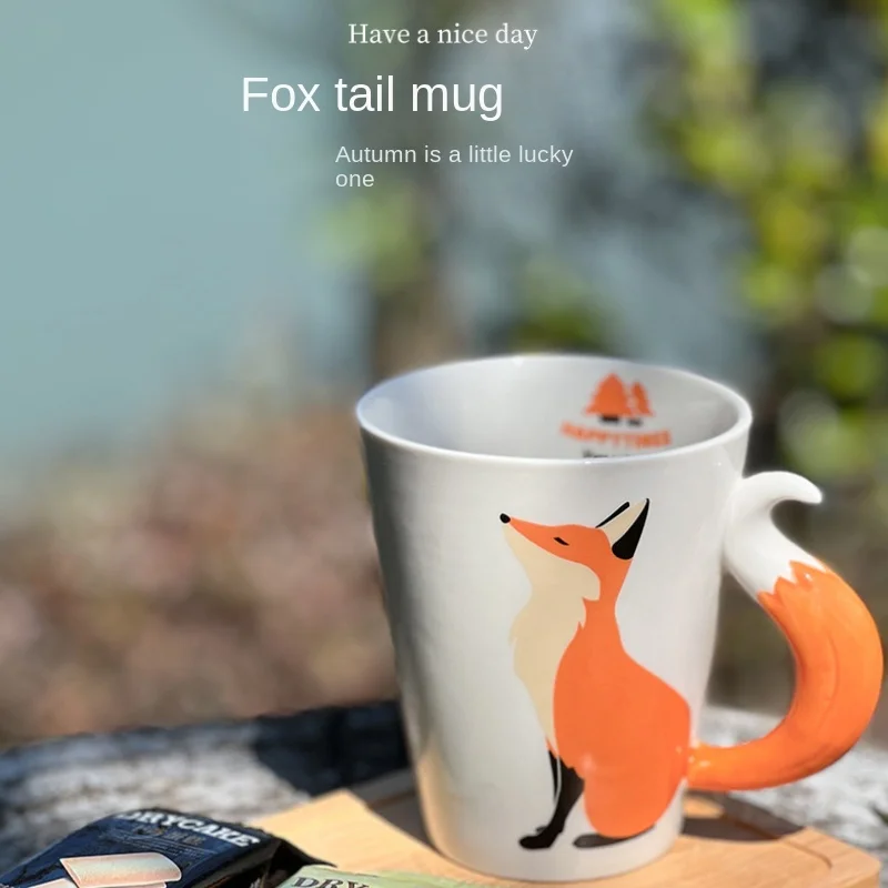 Creative Fox 3D Cartoon Coffee Mugs with Handle Personalized Office Cup Animal Ceramic Mug 350ml Tea Cup Korean Milk Mug