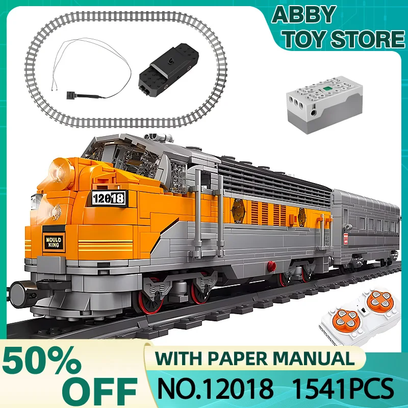 MOULD KING 12018 EMD F7 WP Diesel Locomotive Train Building Blocks Railway Bricks Puzzle Educational Toy Christmas Gift For Kids