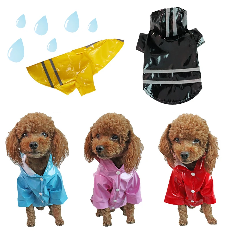 Pet Raincoat Waterproof Dog Clothes Reflective Puppy Raincoats French Bulldog Chihuahua Pug Costume Pet Supplies Snowproof