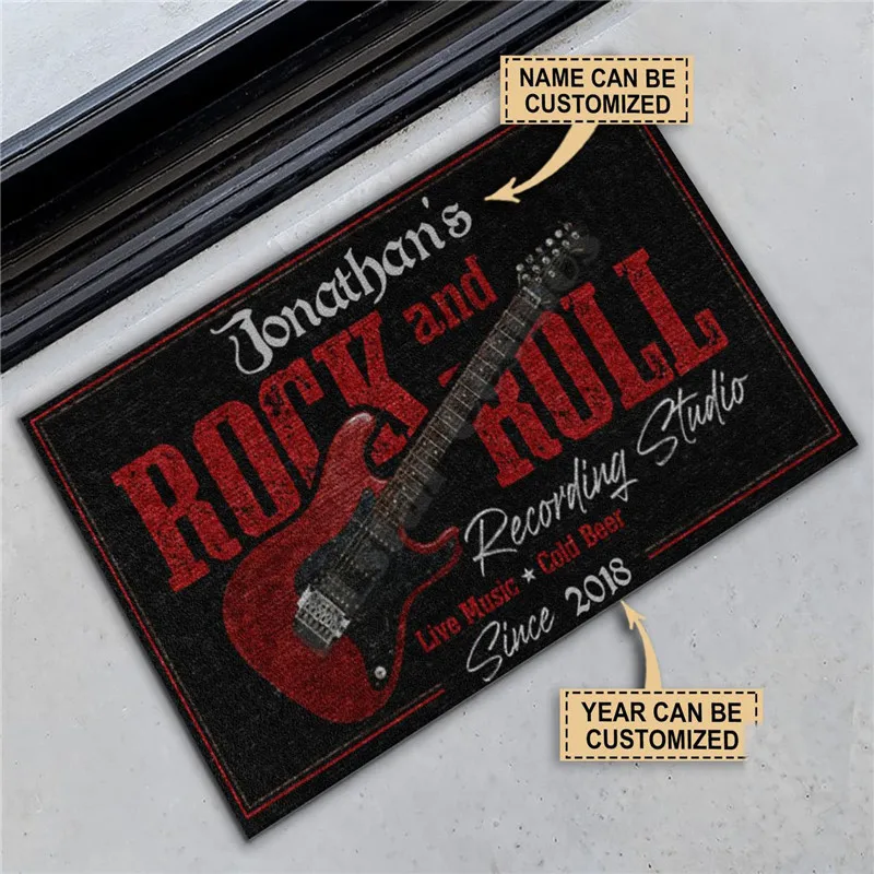 Personalized Electric Guitar Rock And Roll Doormat Non Slip Door Floor Mats Decor Porch Doormat