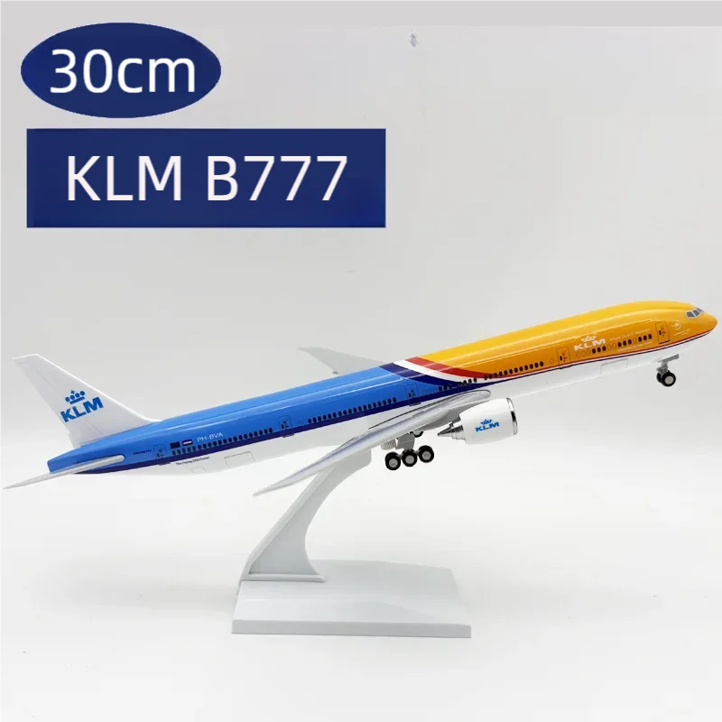 30cm B777 KLM Royal Dutch Resin Diecast Model Planes 1/250 Scale Airplanes With Landing Gear For Adults Gift Collection Aircraft