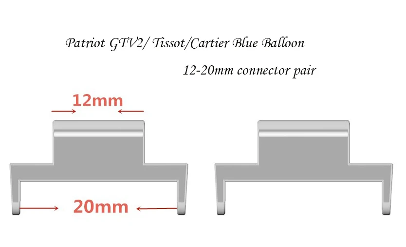 

For Patriot GTV2/ Tissot/Cartier Blue Balloon 12-20mm Stainless steel Watch band connector 1 pair